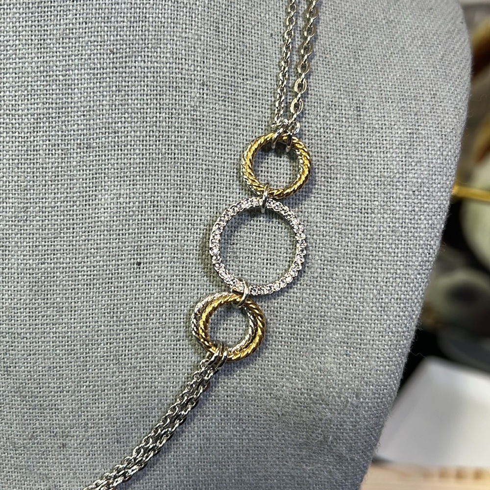 Touchstone Crystal Silver & Gold Circles Necklace - Picture 2 of 4